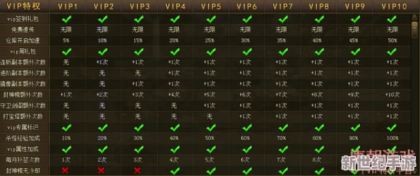 全面解析：VIP价格一览及详细各等级VIP特权表汇总指南